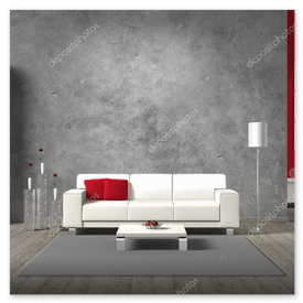 Wohnzimmer mit Sideboard und Wandpaneel